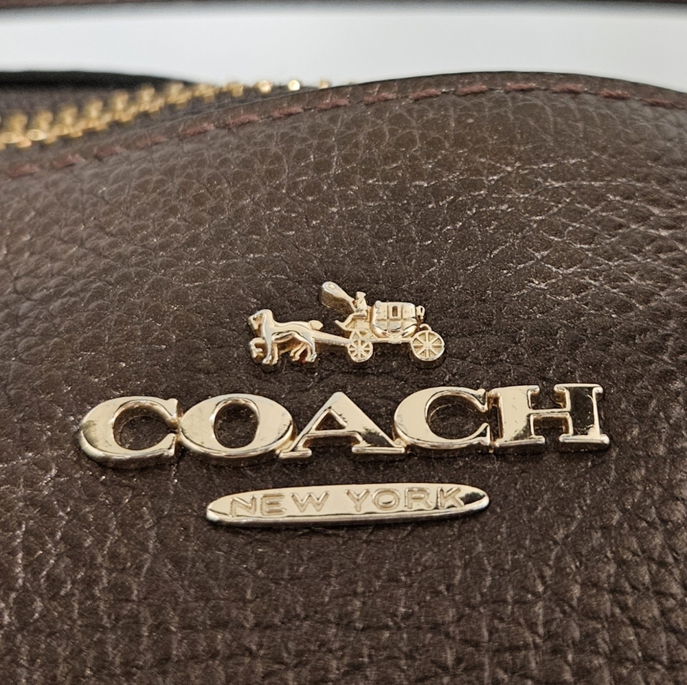 COACH KELSEY crossbody bronze metallic leather EUC pebble small F56127 bag - Picture 4 of 16